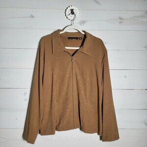 Briggs Plus Size Faux Suede Zip Up Jacket